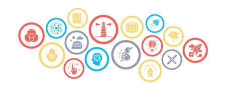 Creative business illustration. Innovation, startup, artwork, project, idea vector promotion icons banner. Web banner layout template.のイラスト素材