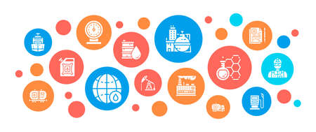 Oil industry landing page layout. Fuel Truck, Engineer, Gasoline, Cargo Ship web banner concept.のイラスト素材