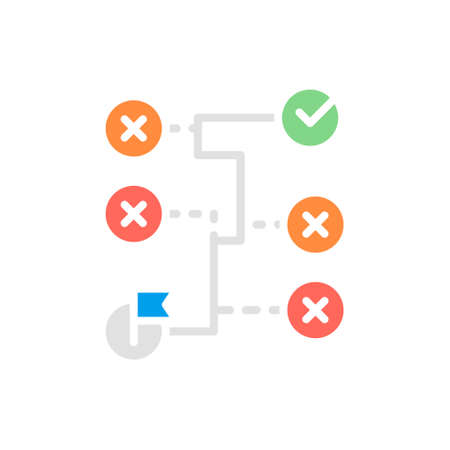 Vector correct solution, labyrinth, algorithm white line icon.のイラスト素材