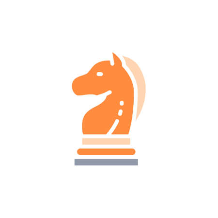 Vector chess horse, knight piece, strategy white line icon. Symbol and sign illustration design.のイラスト素材