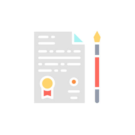 Vector legal document, agreement, application white line icon.のイラスト素材