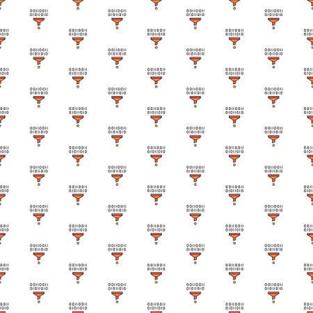 Vector filter, funnel, data tunnel pattern with various icons. Symbol texture design.のイラスト素材