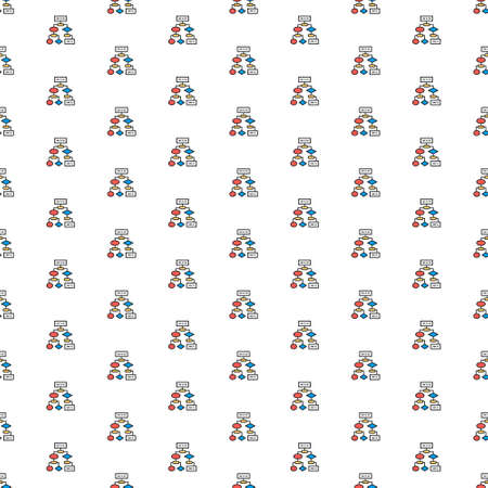 Vector algorithm, coding block schemes pattern with various icons. Symbol texture design.のイラスト素材