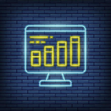 Vector infographic, programming, coding, website neon sign. Vector illustration in neon style.のイラスト素材