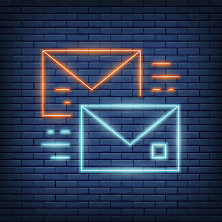 Vector letter, communication, dialogue neon sign. Vector illustration in neon style.のイラスト素材