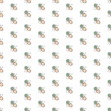 Vector hand click, button press, finger touch pattern with various icons.のイラスト素材