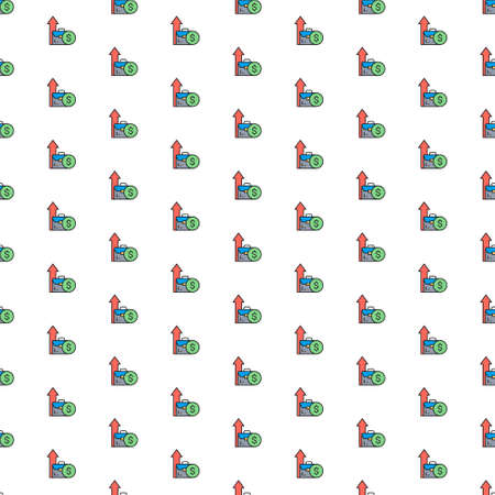 Vector income increase, investment, business success pattern with various icons.のイラスト素材