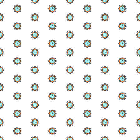 Vector clock in gear, productivity, time management pattern with various icons.のイラスト素材