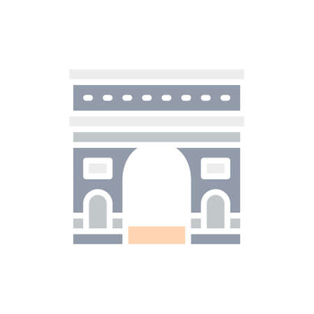 Vector Triumphal Arch, France, landmark white line icon.のイラスト素材