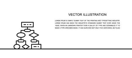 Vector algorithm, coding block schemes one line icon. Continuous one line illustration.のイラスト素材