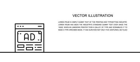 Vector ad, advertisement, media marketing one line icon. Continuous one line illustration.のイラスト素材
