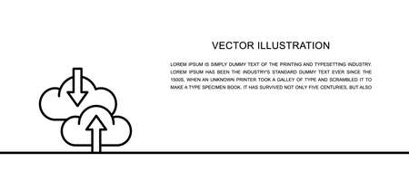 Vector cloud, data transfer, download, loading one line icon. Continuous one line illustration.のイラスト素材