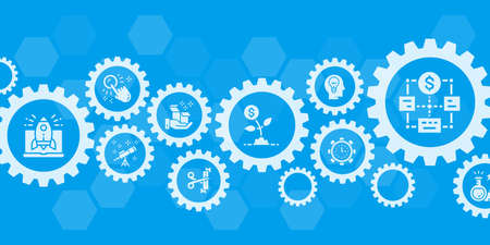 Start up website banner design template. Time management, idea generation, presentation vector illustration for website presentation banner.のイラスト素材