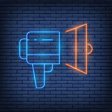 Vector megaphone, loudspeaker neon sign. Vector illustration in neon style.のイラスト素材