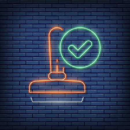 Vector approved stamp, accepted neon sign. Vector illustration in neon style.のイラスト素材