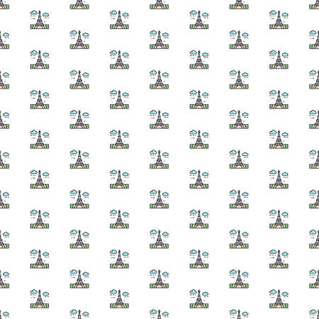 Vector Eiffel Tower, France, landmark pattern with various icons.のイラスト素材