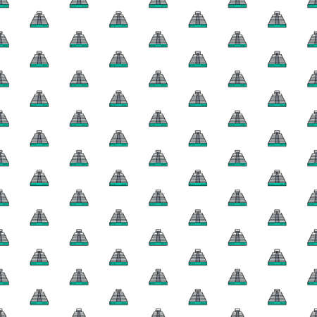 Vector Pyramid of Kukulkan at Chichen Itza, Mexico, landmark pattern with various icons.のイラスト素材
