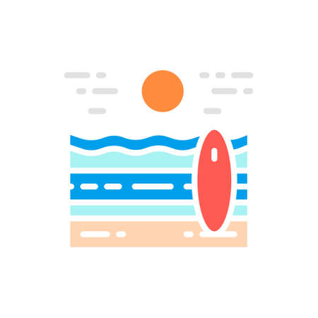 Vector beach landscape white line icon. Symbol and sign illustration design.のイラスト素材