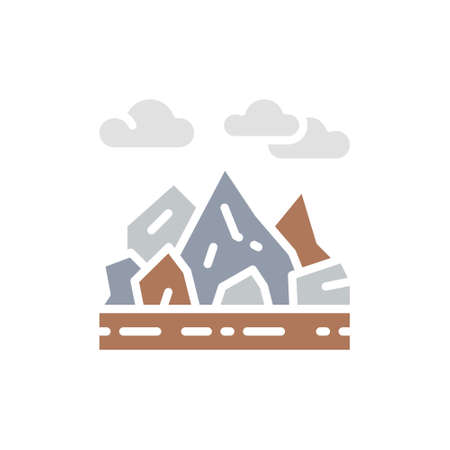 Vector rocks, mountain landscape white line icon. Symbol and sign illustration design.のイラスト素材