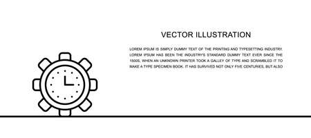 Vector clock in gear, productivity, time management one line icon. Continuous one line illustration.のイラスト素材