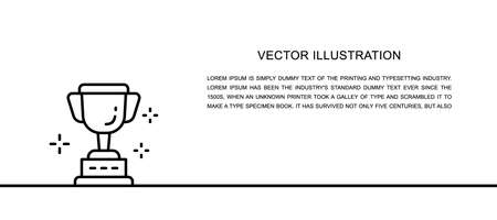 Vector cup, trophy, award one line icon. Continuous one line illustration.のイラスト素材