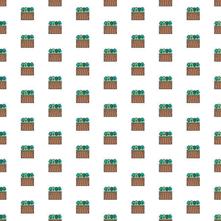 Vector garden landscape pattern with various icons. Symbol texture design.のイラスト素材