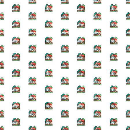 Vector country house, cottage pattern with various icons. Symbol texture design.のイラスト素材