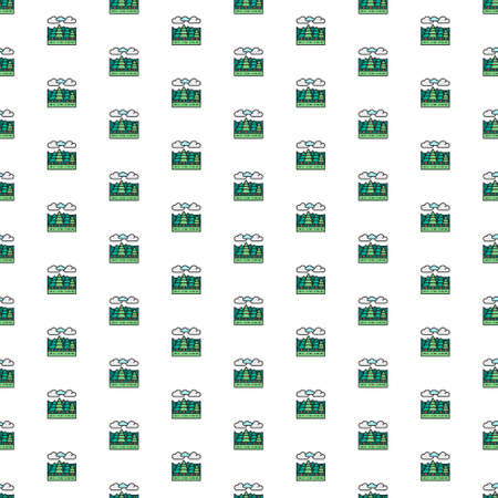 Vector forest, trees landscape pattern with various icons. Symbol texture design.のイラスト素材