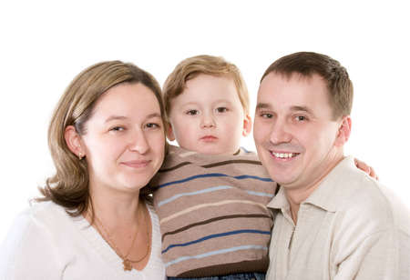 Happy young family isolated