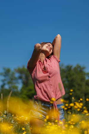 Woman enjoying summerの写真素材