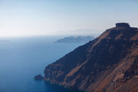 Famous Skaros Rock, Santorini island, Greeceの写真素材