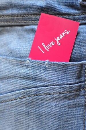 close up of jeans with tagの写真素材