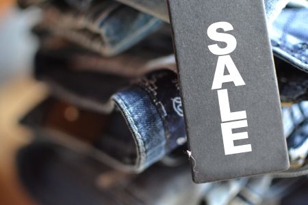  jeans with sale tagの写真素材