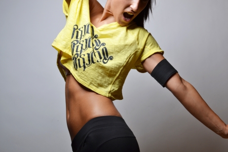 beautiful fitness woman, studio shotの写真素材