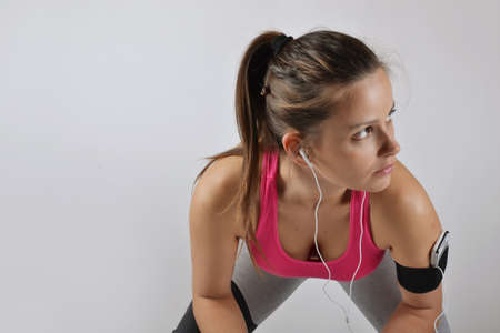 beautiful fitness woman, studio shot の写真素材