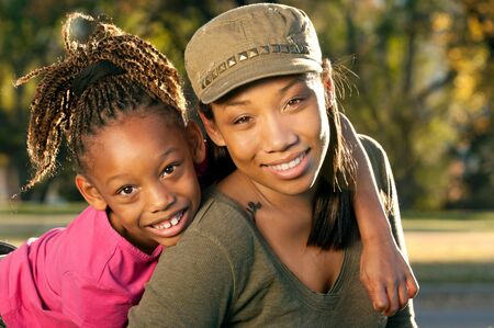 Happy African American mother and child の写真素材