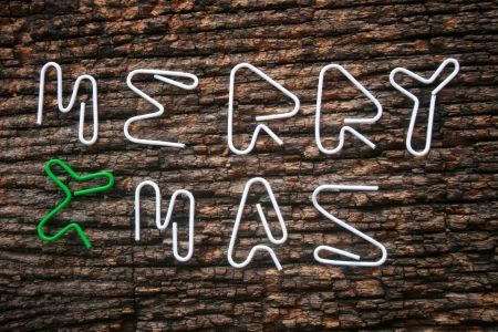 paper clip text the word merry xmas by handmadeの写真素材