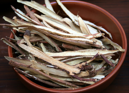 Chinese herbal medicine on woodenの写真素材