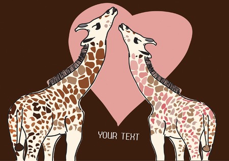giraffes in love with place for your text のイラスト素材