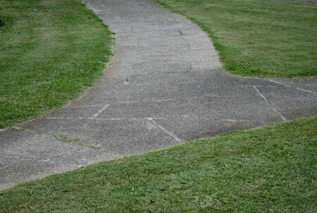 Sidewalk passage in green grassの写真素材