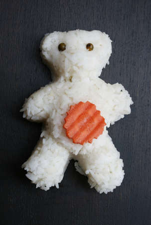 cooked rice of bear shapeの写真素材