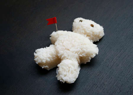 cooked rice of bear shapeの写真素材