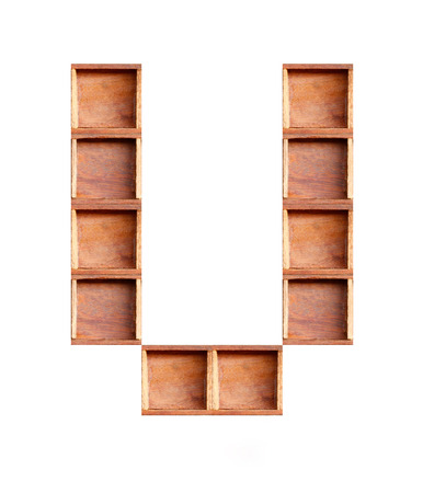 wooden box made of consonant  isolated on white backgroundの写真素材