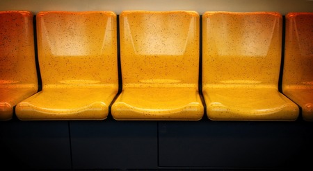 Yellow chair,chair in electric trainの写真素材