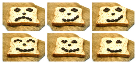 Bread slices with coffee beans