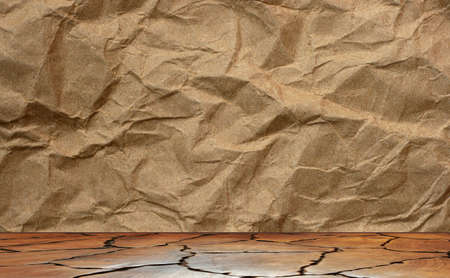 Paper texture - brown paper sheet on woodの写真素材