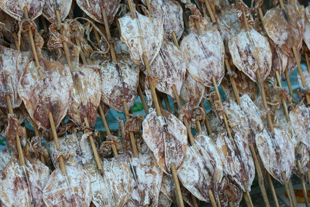 dried squids in Thailandの写真素材