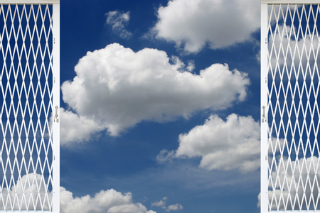 blue sky with cloud closeupの写真素材