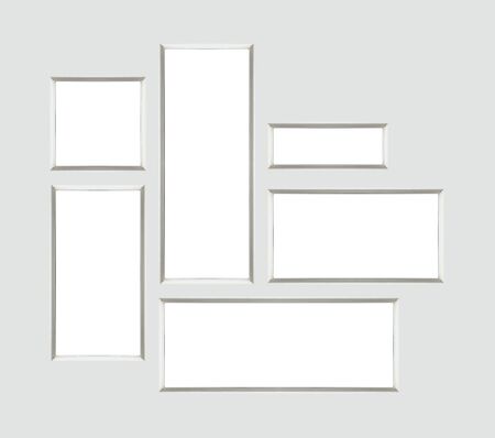 blank picture frame template set isolated on wallの写真素材