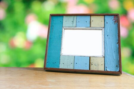 Old color wooden frame pictureの写真素材